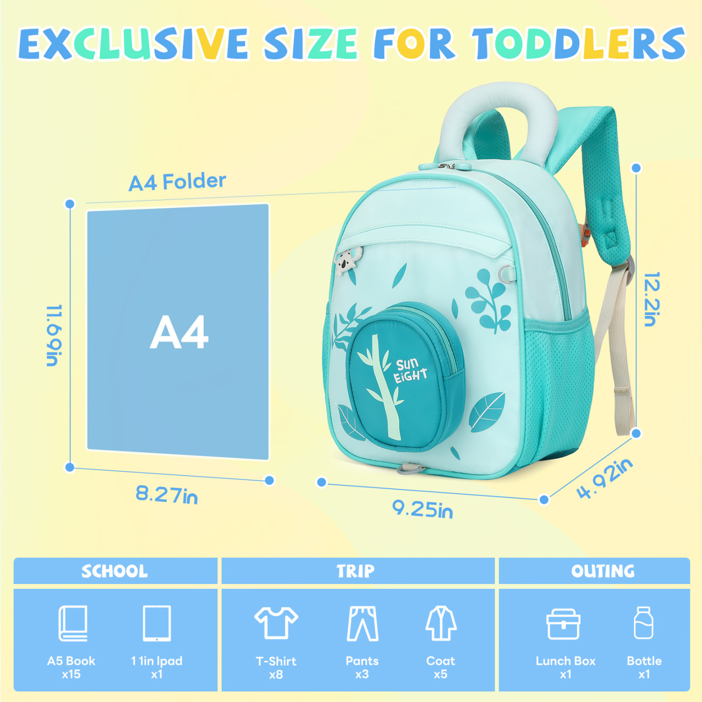 SUN EIGHT Cute & Durable Kids Backpacks for Aged 2-7 SE-90352