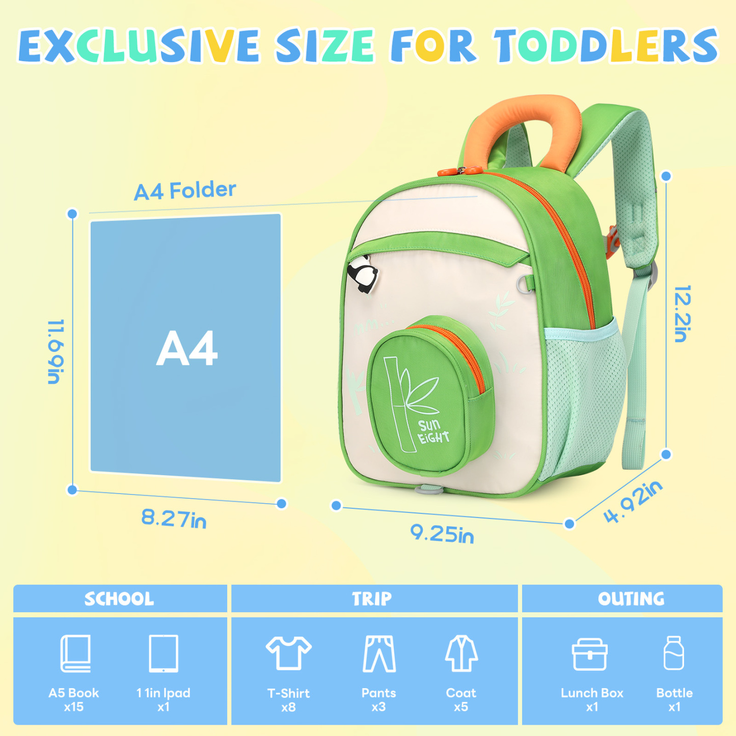 SUN EIGHT Cute & Durable Kids Backpacks for Aged 2-7 SE-90352
