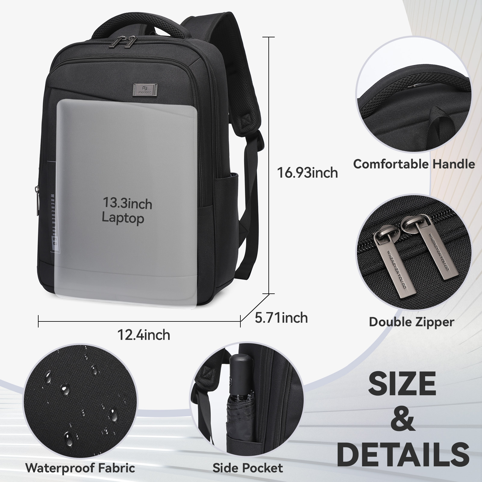 Aopusen Lightweight Backpack for Travel,Office,Daily Commute,17.3 Inch AP-20183