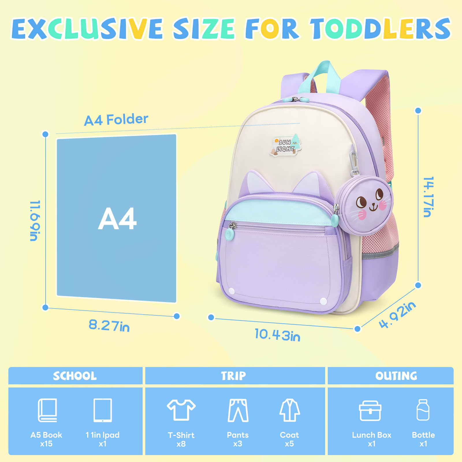 SUN EIGHT Cute & Durable Kids Backpack for Aged 2-6 SE-22140