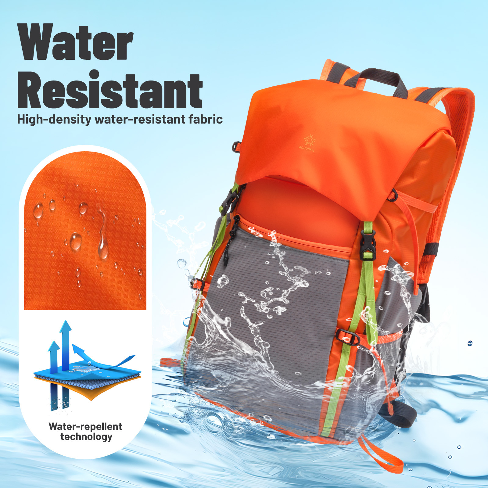 Lightweight Foldable Hiking Backpack, Packable Waterproof Travel Daypack with Chest Strap, Small Compact Backpack for Camping, Walking & Outdoor Adventure