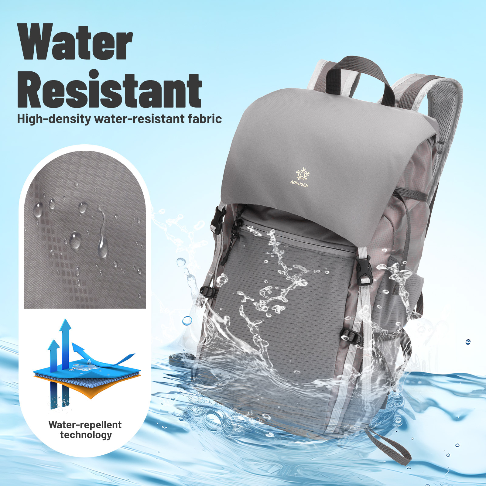 Lightweight Foldable Hiking Backpack, Packable Waterproof Travel Daypack with Chest Strap, Small Compact Backpack for Camping, Walking & Outdoor Adventure