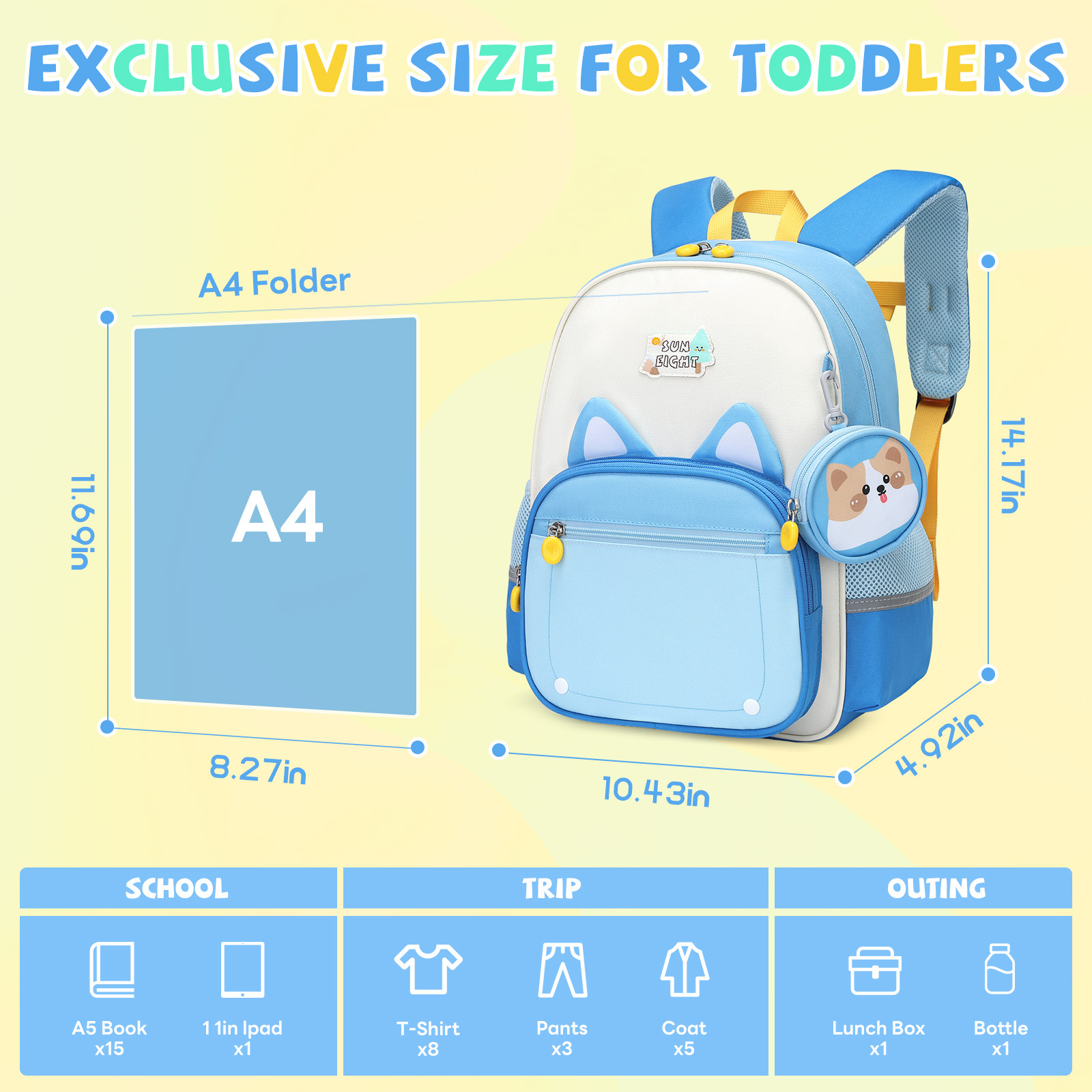 SUN EIGHT Cute & Durable Kids Backpack for Aged 2-6 SE-22140