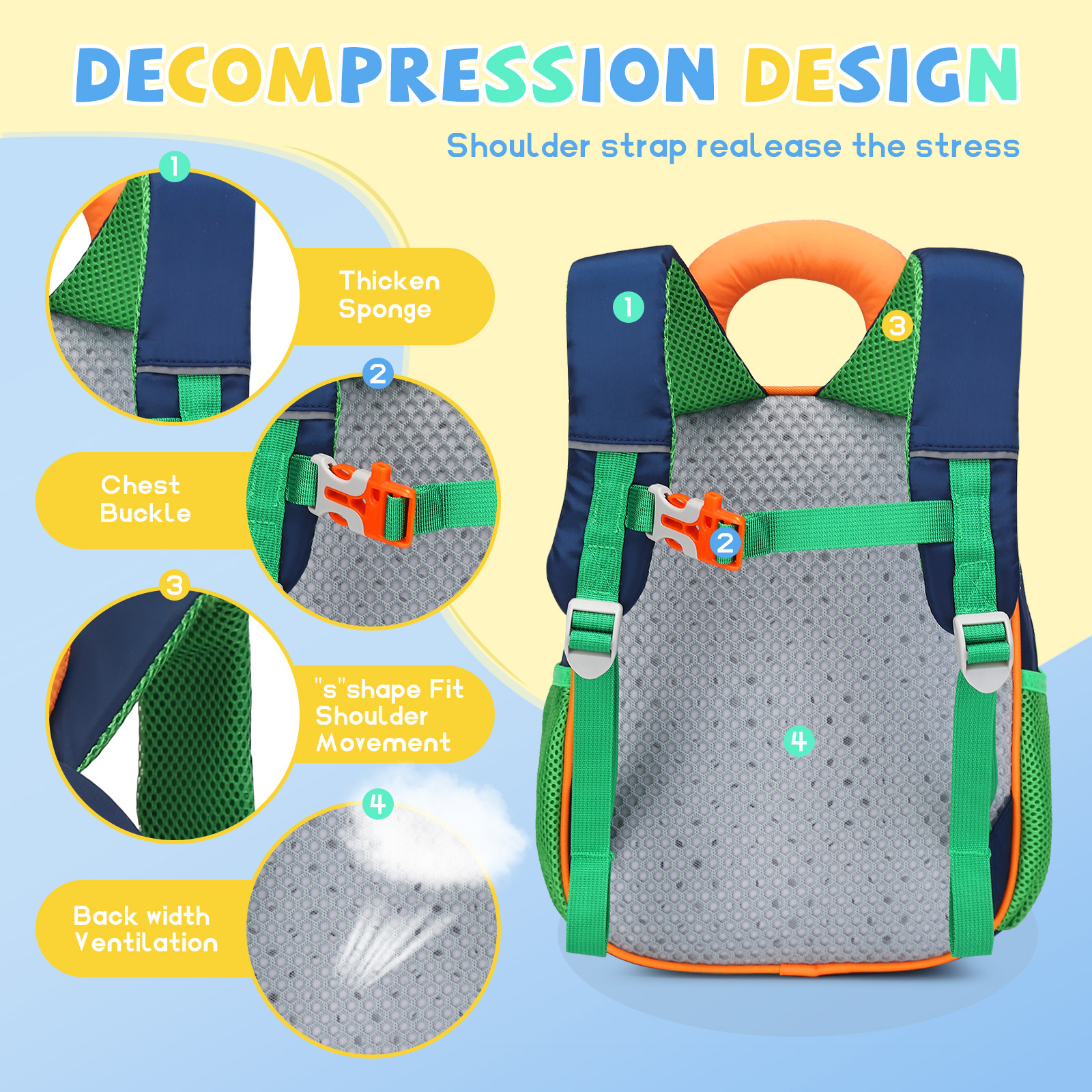 SUN EIGHT Cute & Durable Kids Backpacks for Aged 2-7 SE-90352