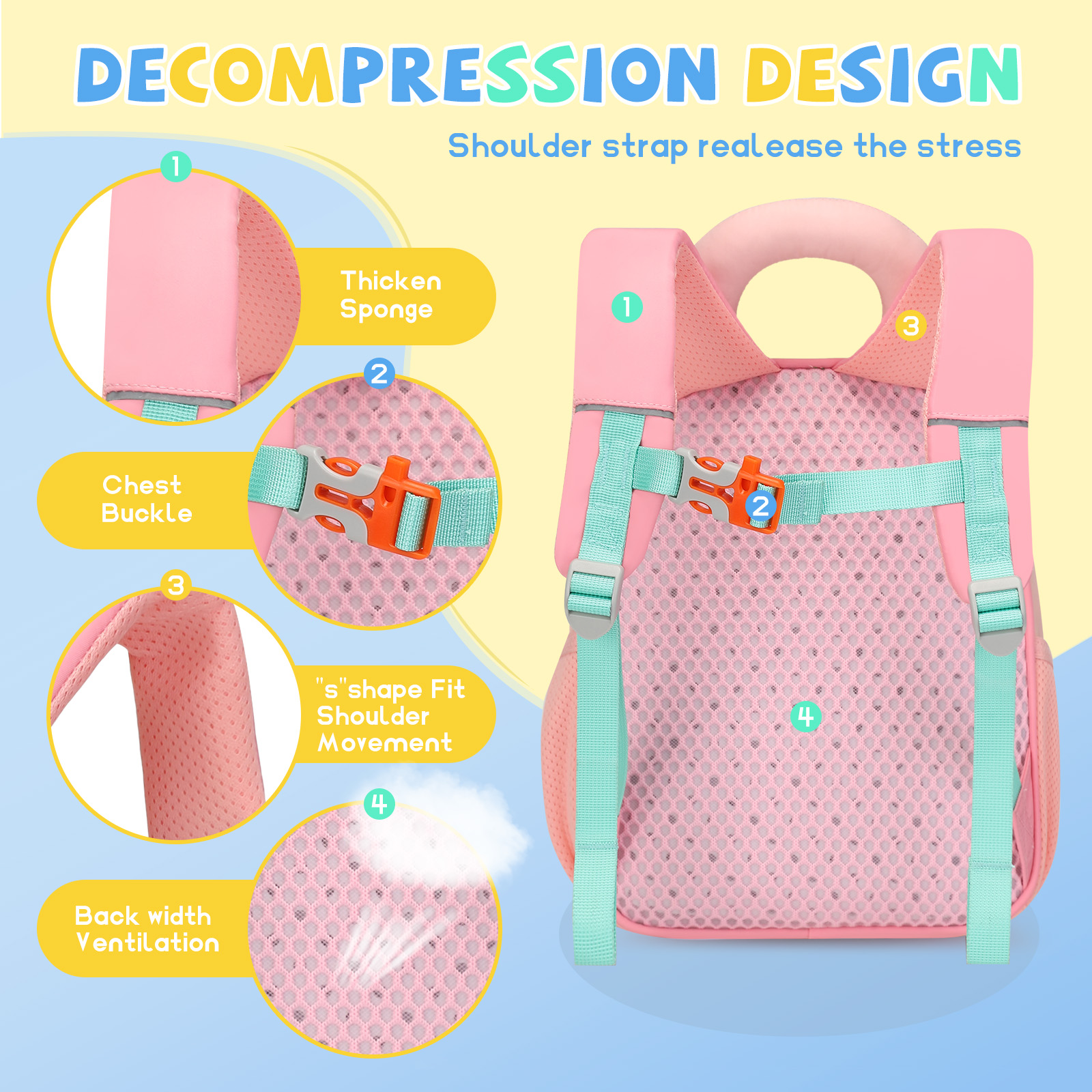 SUN EIGHT Cute & Durable Kids Backpacks for Aged 2-7 SE-90352