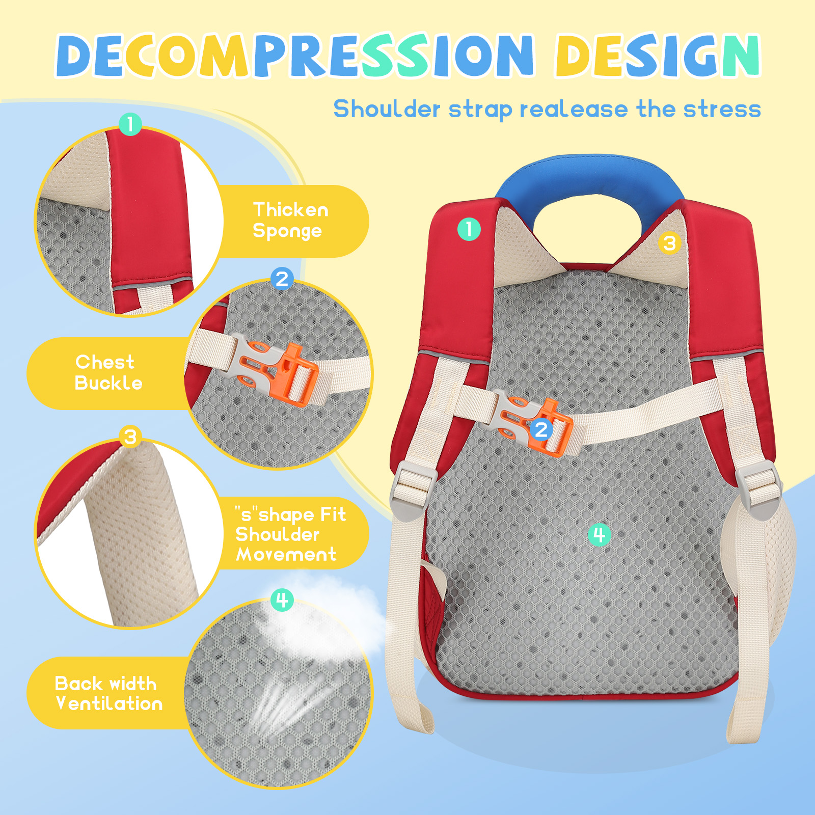 SUN EIGHT Cute & Durable Kids Backpacks for Aged 2-7 SE-90352