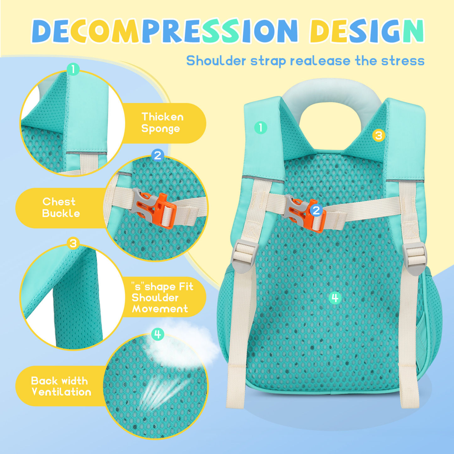 SUN EIGHT Cute & Durable Kids Backpacks for Aged 2-7 SE-90352