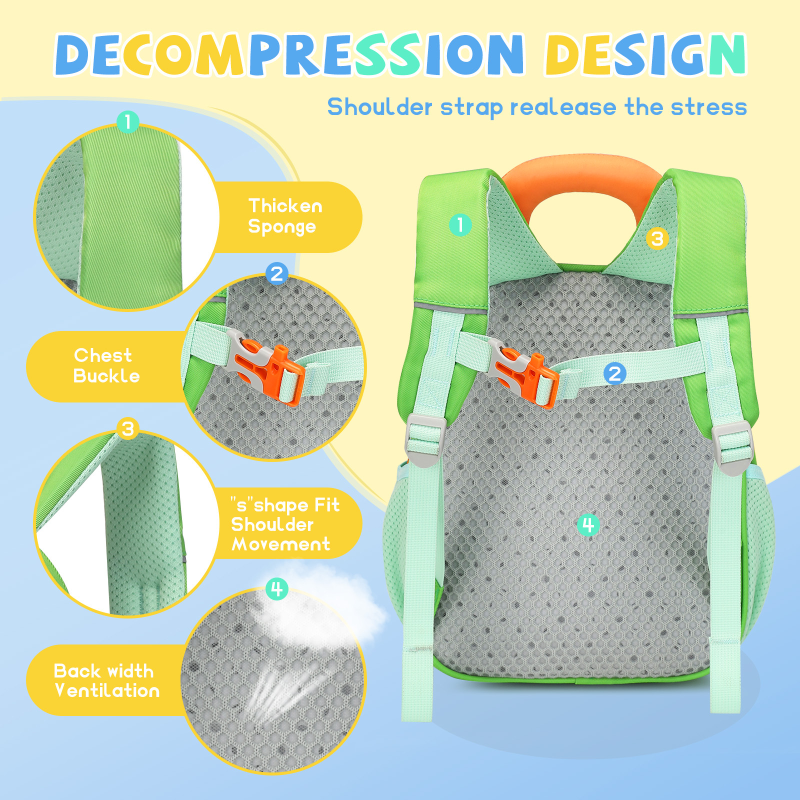 SUN EIGHT Cute & Durable Kids Backpacks for Aged 2-7 SE-90352