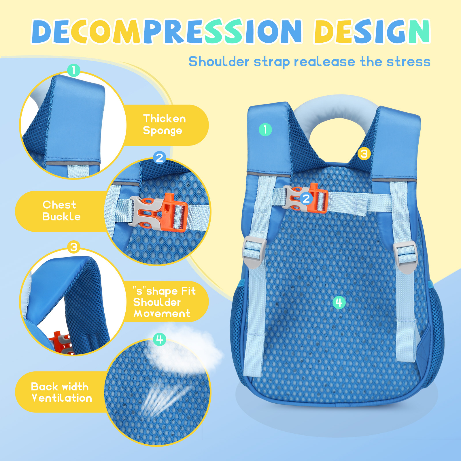 SUN EIGHT Cute & Durable Kids Backpacks for Aged 2-7 SE-90352