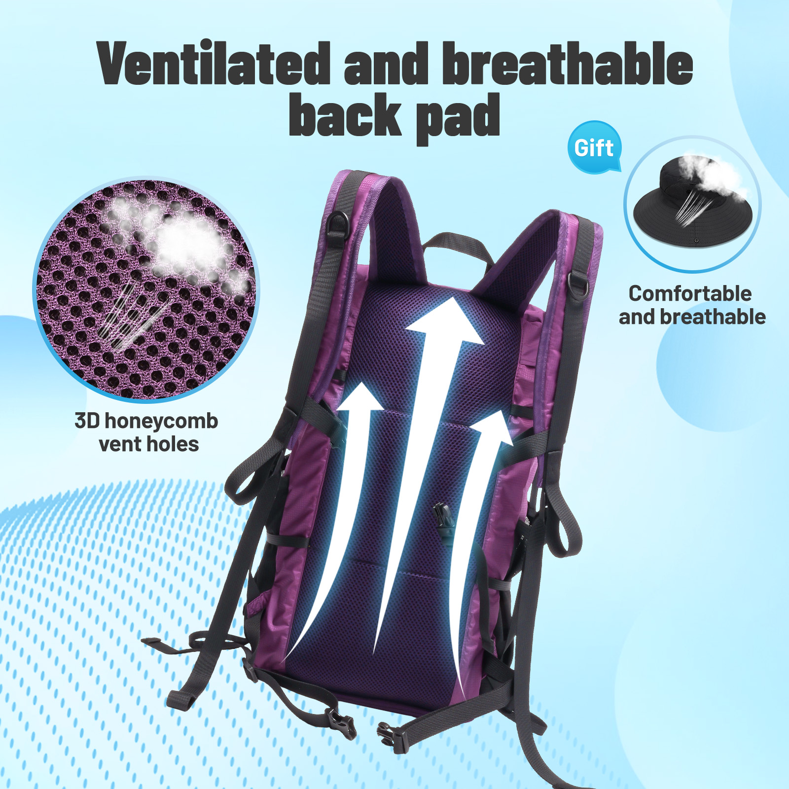 Lightweight Foldable Hiking Backpack, Packable Waterproof Travel Daypack with Chest Strap, Small Compact Backpack for Camping, Walking & Outdoor Adventure