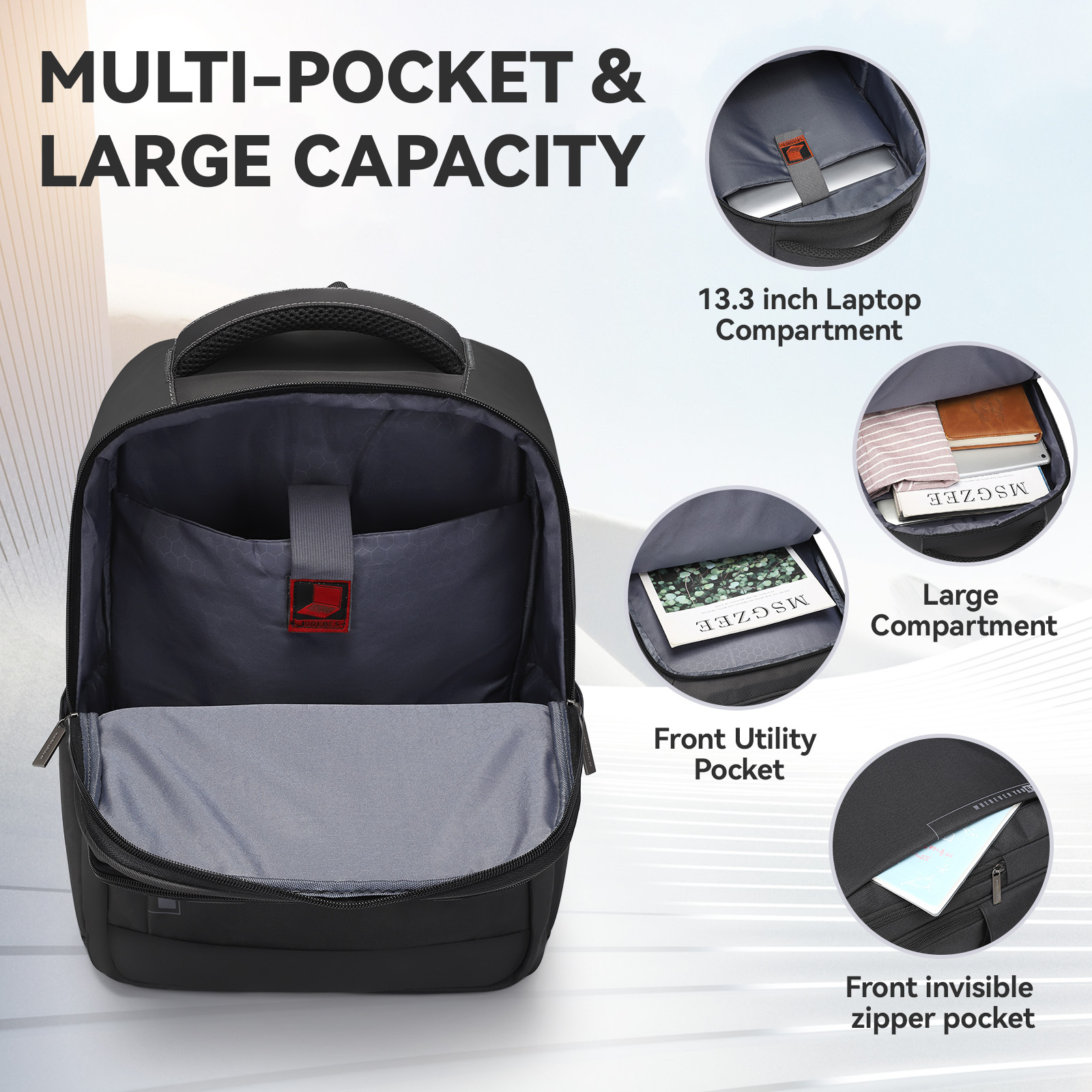 Aopusen Lightweight Backpack for Travel,Office,Daily Commute,17.3 Inch AP-20183