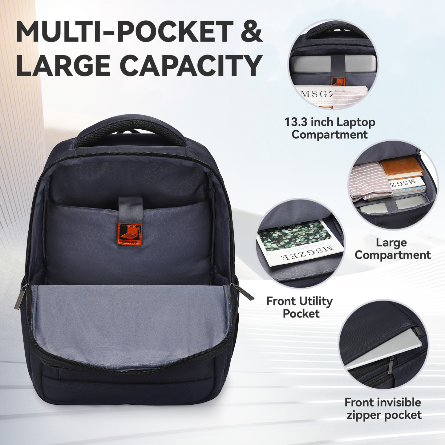 Aopusen Lightweight Backpack for Travel,Office,Daily Commute,17.3 Inch AP-20183