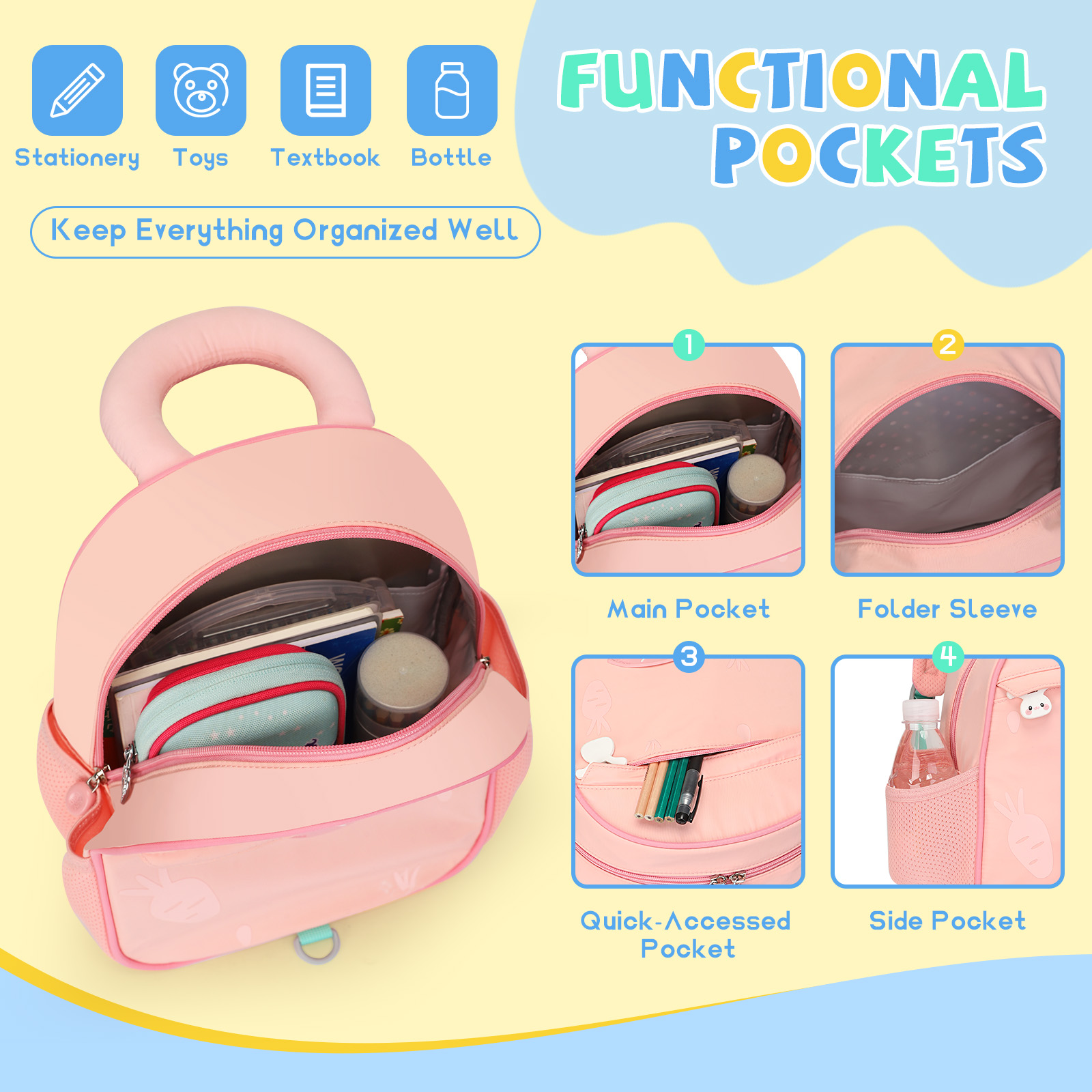 SUN EIGHT Cute & Durable Kids Backpacks for Aged 2-7 SE-90352