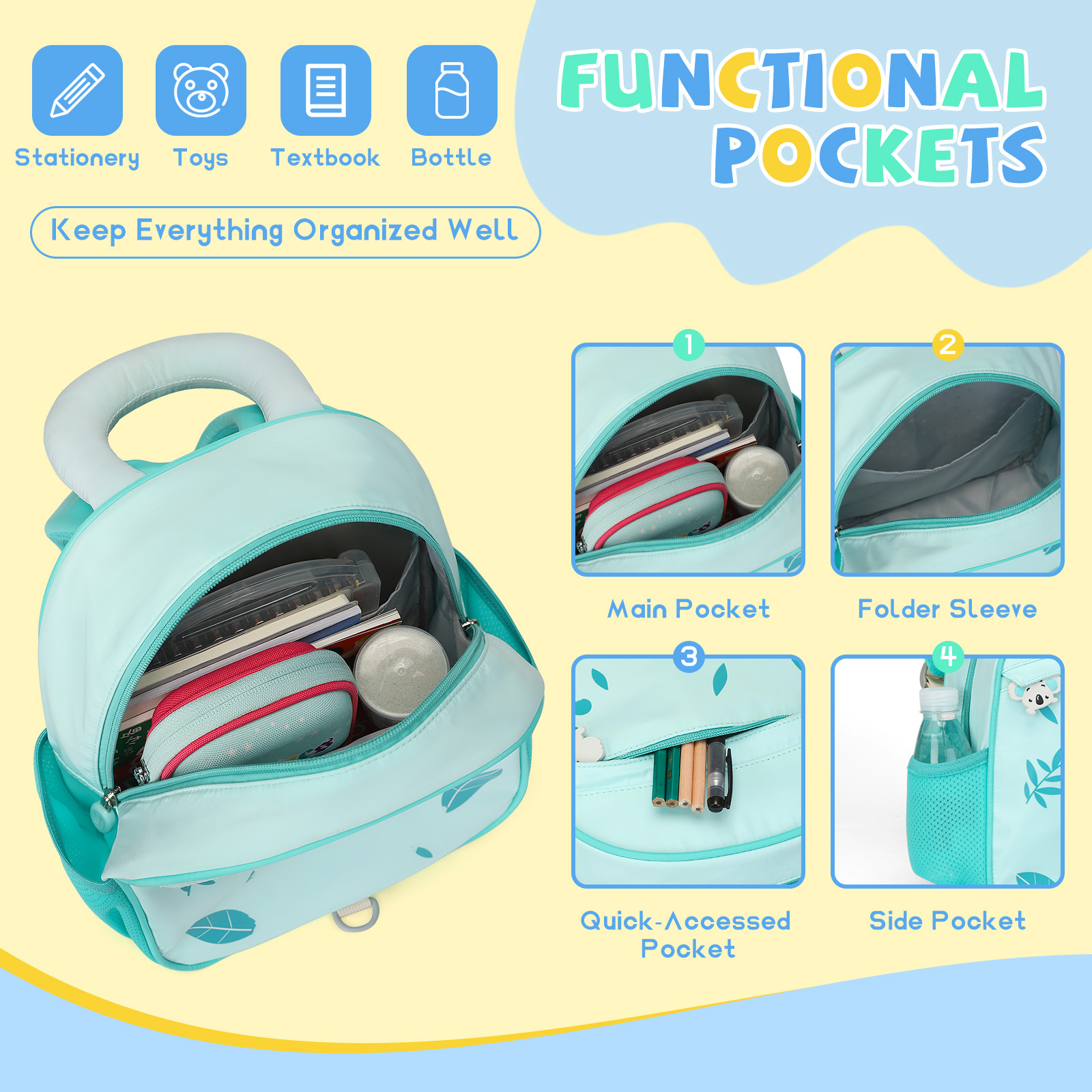 SUN EIGHT Cute & Durable Kids Backpacks for Aged 2-7 SE-90352