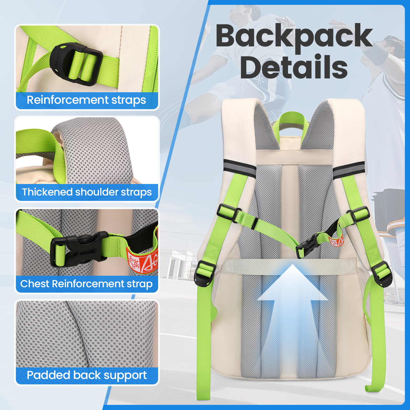 SUNEIGHT 2-in-1  ergonomic backpack for sport and school daily