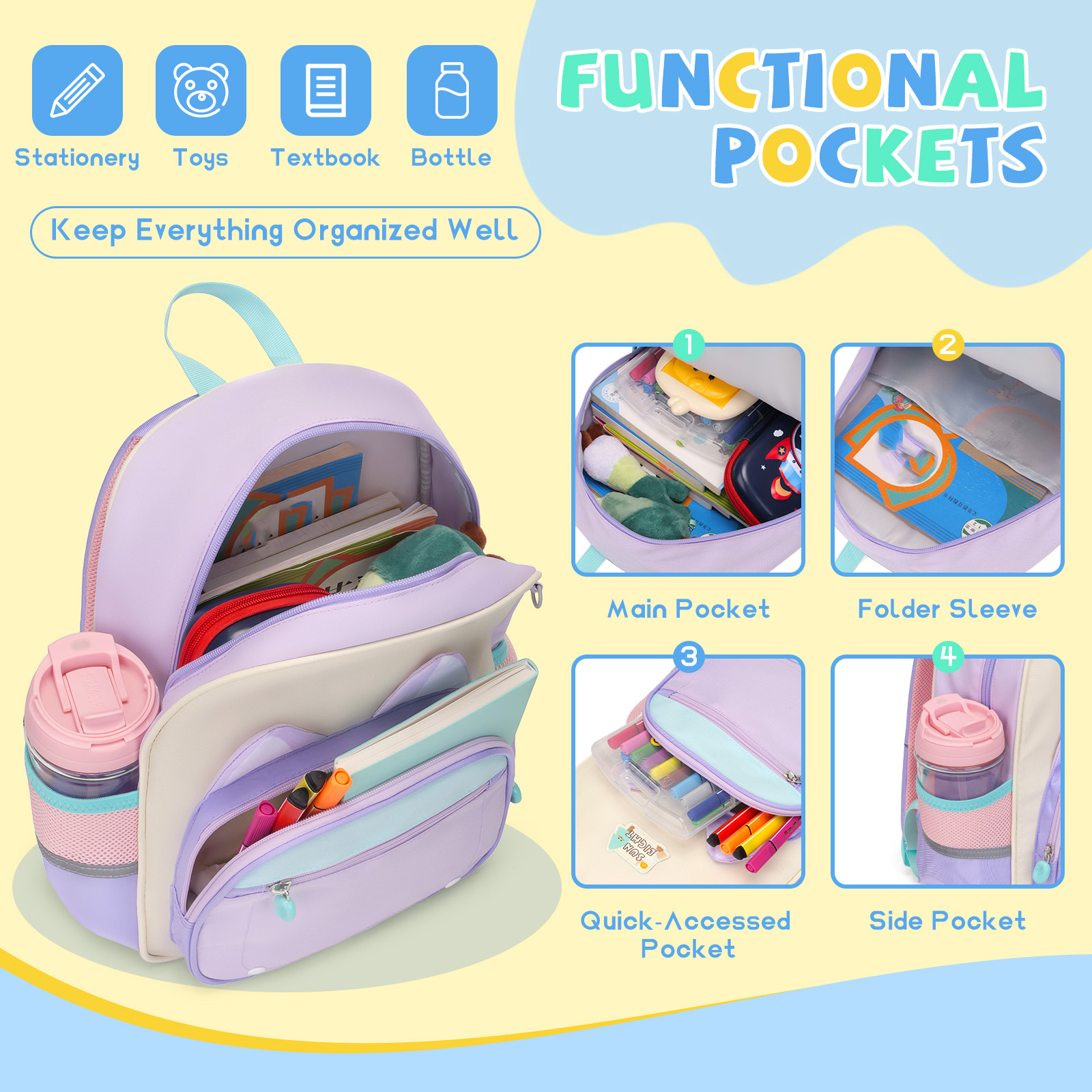 SUN EIGHT Cute & Durable Kids Backpack for Aged 2-6 SE-22140