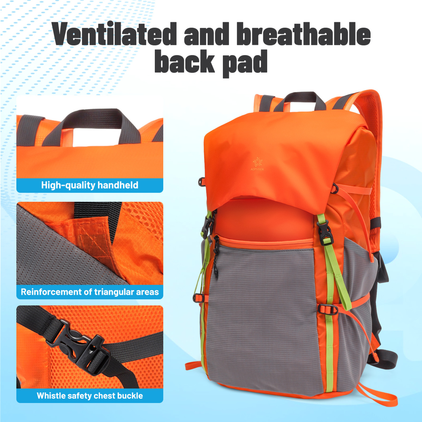 Lightweight Foldable Hiking Backpack, Packable Waterproof Travel Daypack with Chest Strap, Small Compact Backpack for Camping, Walking & Outdoor Adventure