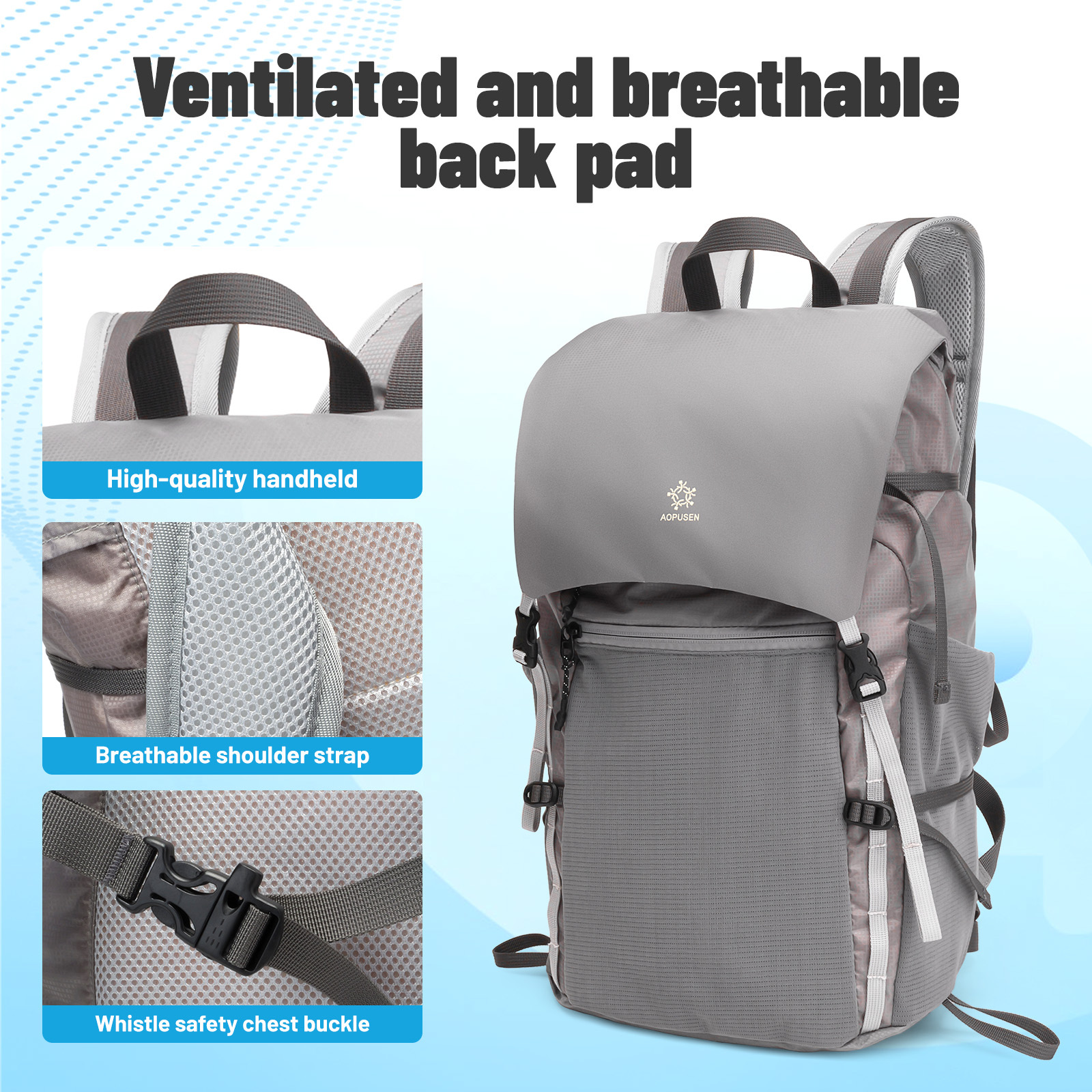 Lightweight Foldable Hiking Backpack, Packable Waterproof Travel Daypack with Chest Strap, Small Compact Backpack for Camping, Walking & Outdoor Adventure