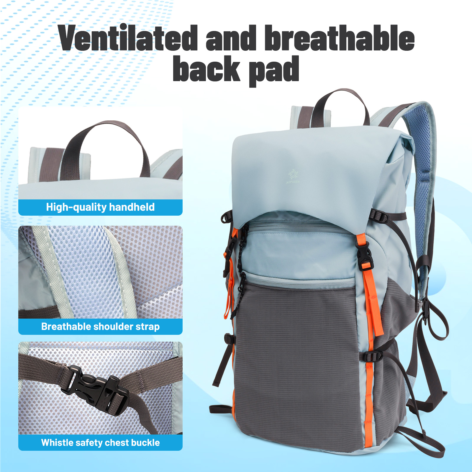 Lightweight Foldable Hiking Backpack, Packable Waterproof Travel Daypack with Chest Strap, Small Compact Backpack for Camping, Walking & Outdoor Adventure