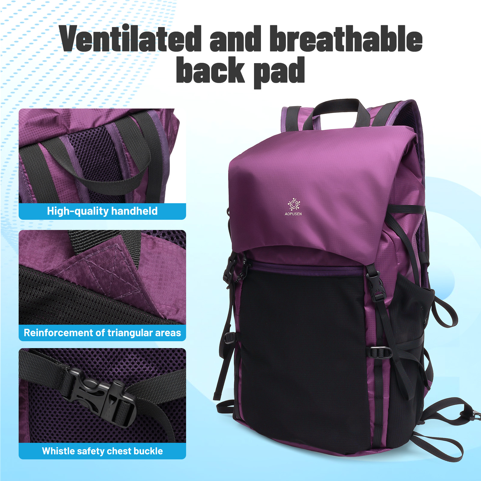 Lightweight Foldable Hiking Backpack, Packable Waterproof Travel Daypack with Chest Strap, Small Compact Backpack for Camping, Walking & Outdoor Adventure