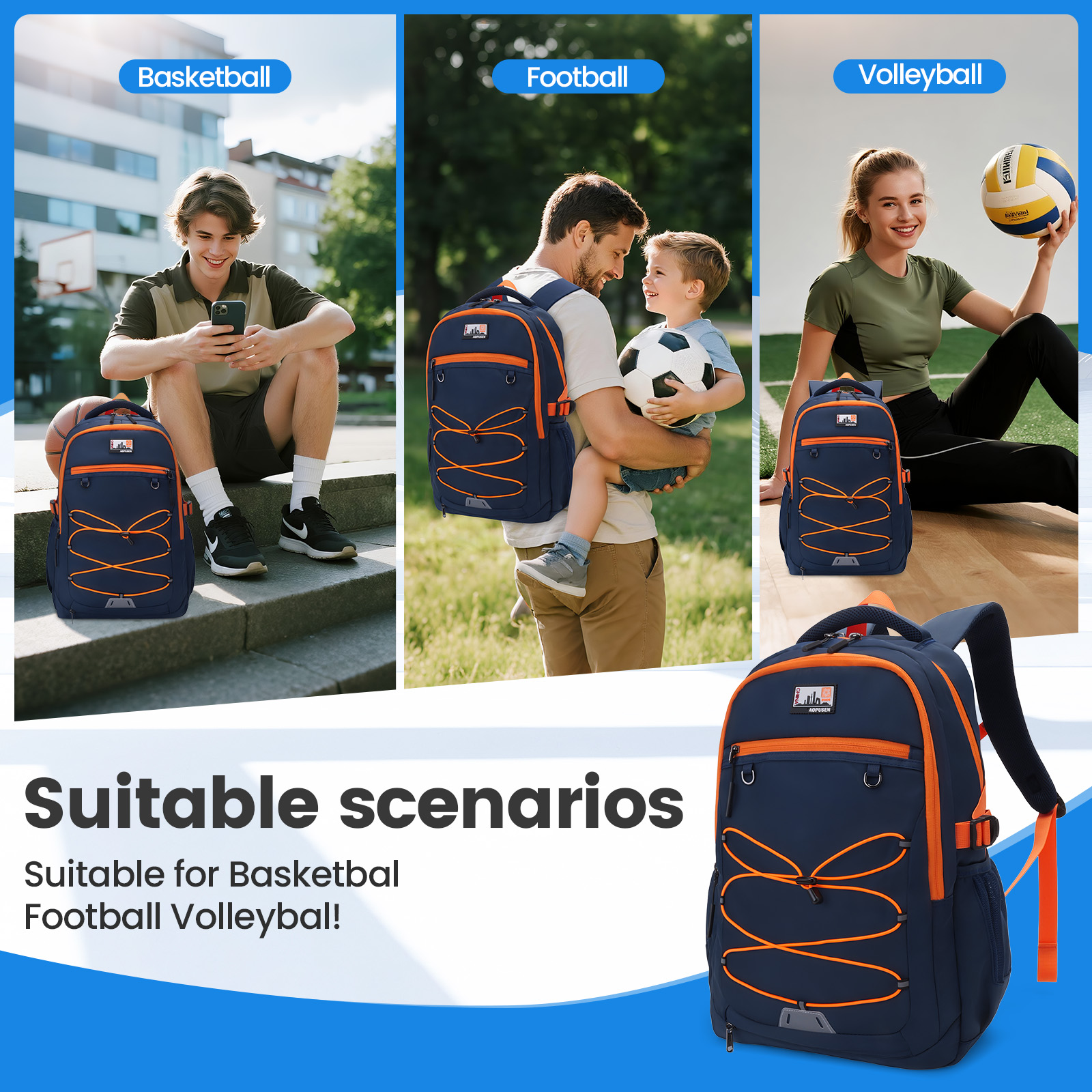 SUNEIGHT 2-in-1  ergonomic backpack for sport and school daily