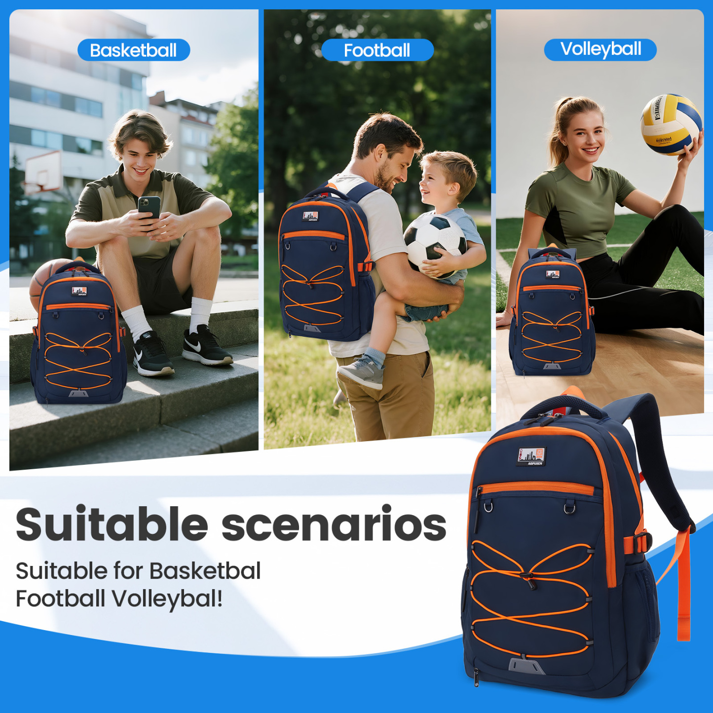 SUNEIGHT 2-in-1  ergonomic backpack for sport and school daily