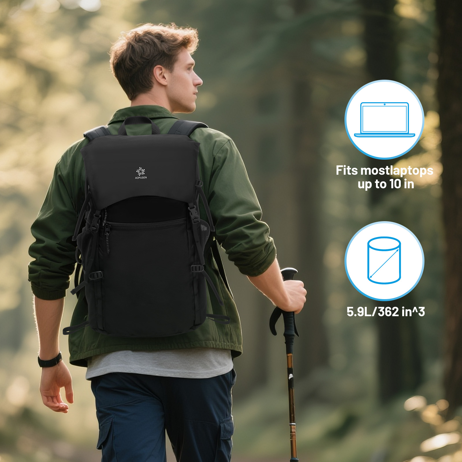 Lightweight Foldable Hiking Backpack, Packable Waterproof Travel Daypack with Chest Strap, Small Compact Backpack for Camping, Walking & Outdoor Adventure