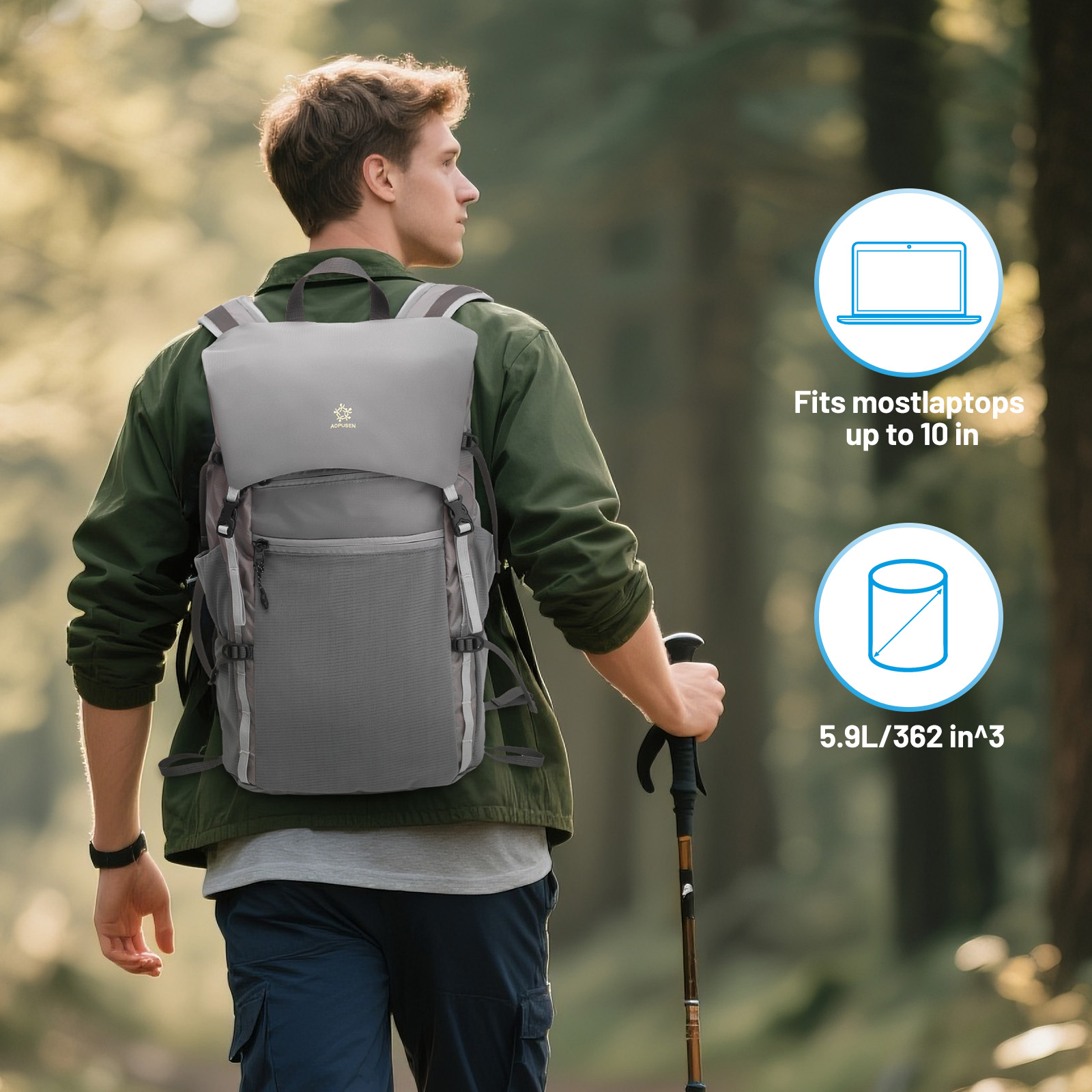 Lightweight Foldable Hiking Backpack, Packable Waterproof Travel Daypack with Chest Strap, Small Compact Backpack for Camping, Walking & Outdoor Adventure