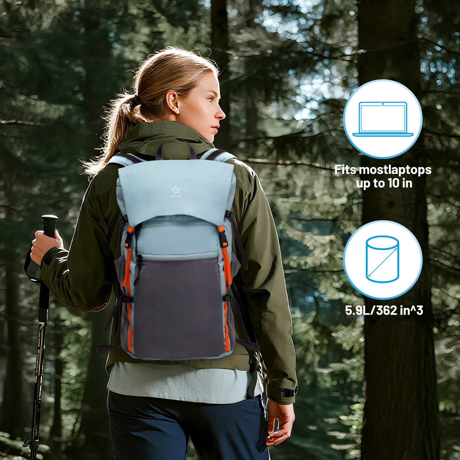 Lightweight Foldable Hiking Backpack, Packable Waterproof Travel Daypack with Chest Strap, Small Compact Backpack for Camping, Walking & Outdoor Adventure