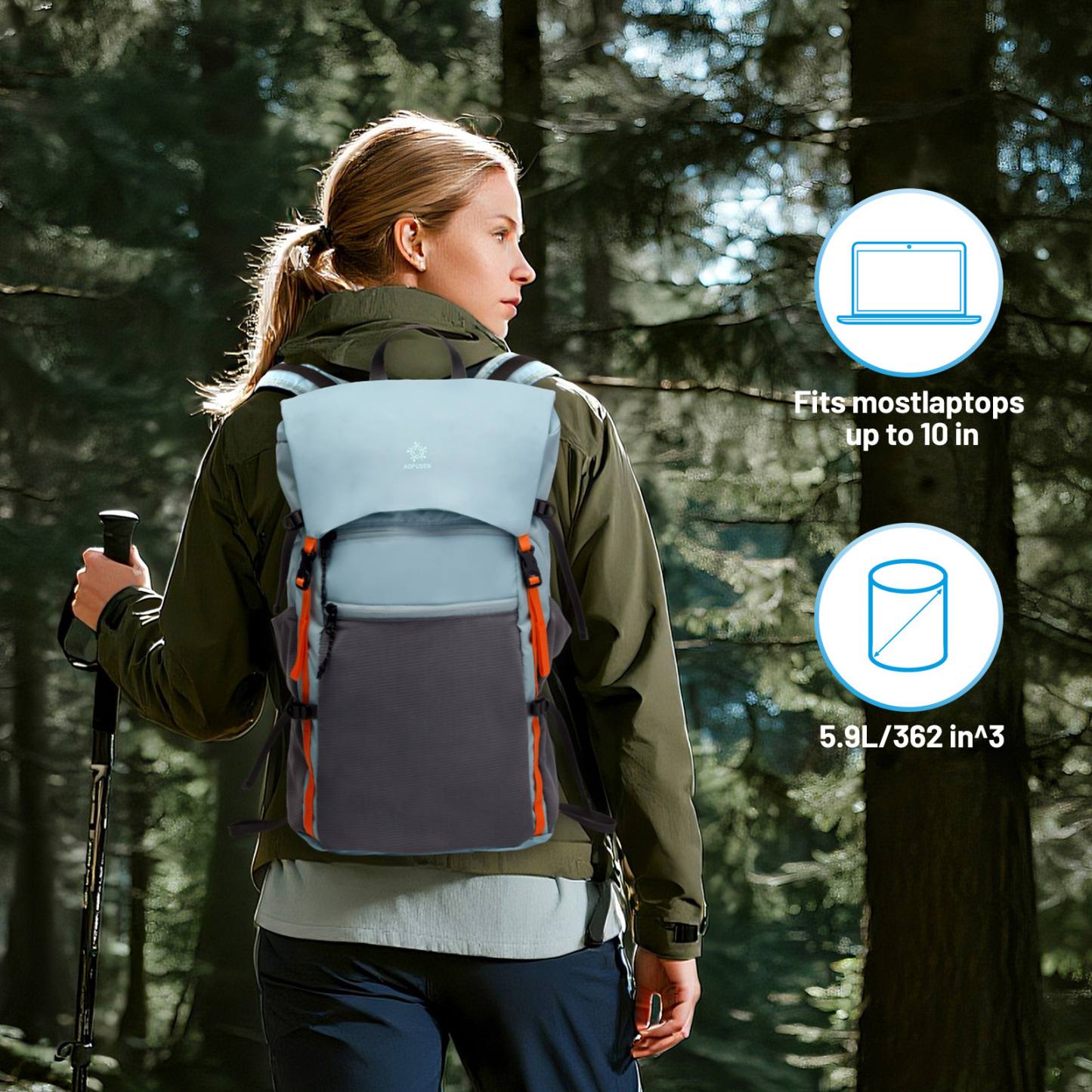 Lightweight Foldable Hiking Backpack, Packable Waterproof Travel Daypack with Chest Strap, Small Compact Backpack for Camping, Walking & Outdoor Adventure