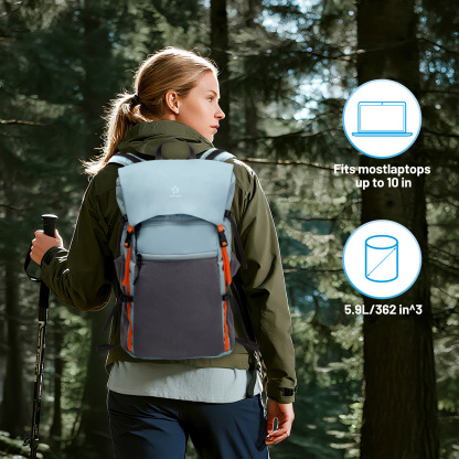 Lightweight Foldable Hiking Backpack, Packable Waterproof Travel Daypack with Chest Strap, Small Compact Backpack for Camping, Walking & Outdoor Adventure