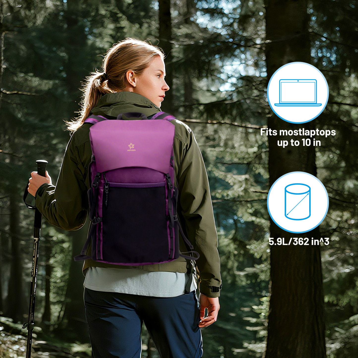 Lightweight Foldable Hiking Backpack, Packable Waterproof Travel Daypack with Chest Strap, Small Compact Backpack for Camping, Walking & Outdoor Adventure