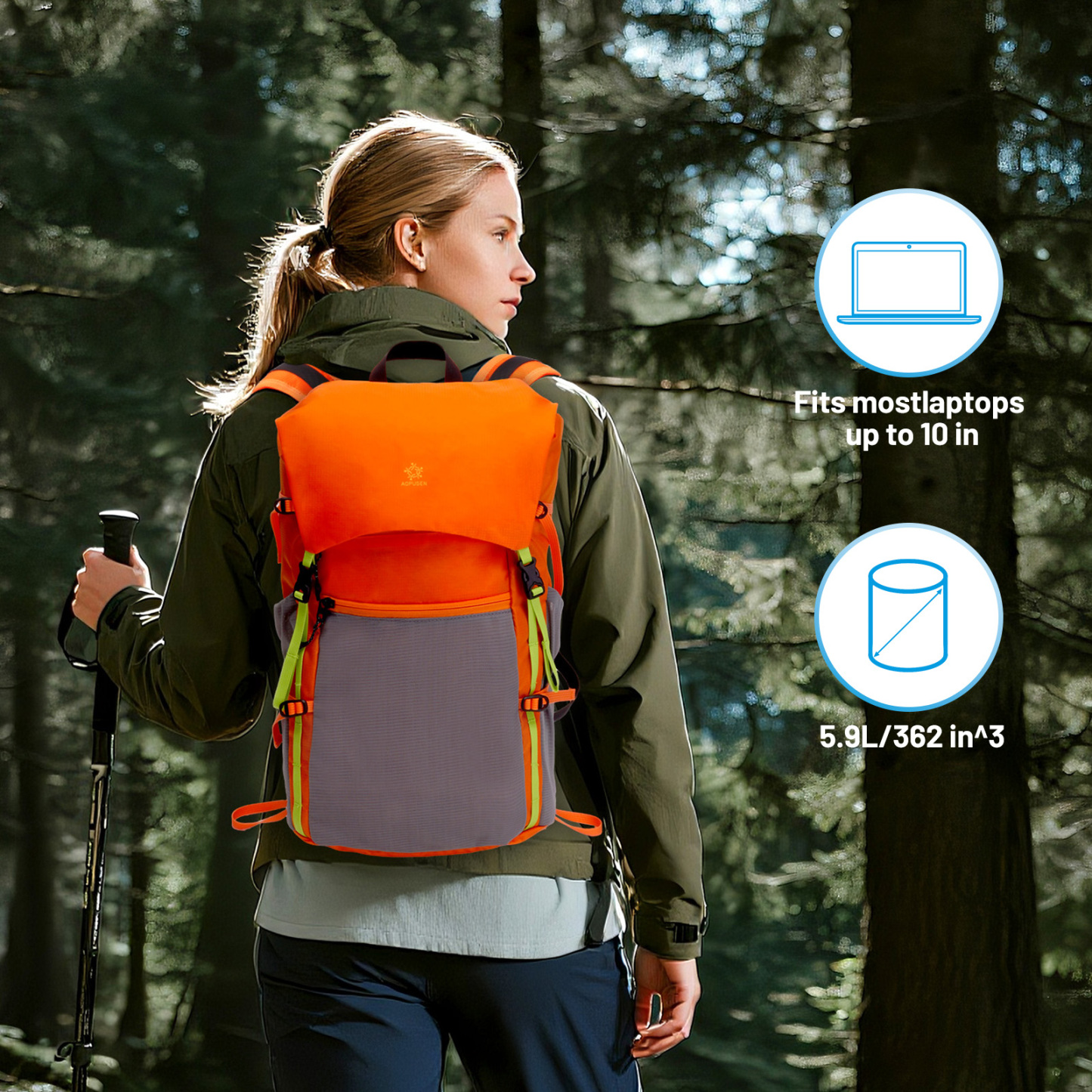 Lightweight Foldable Hiking Backpack, Packable Waterproof Travel Daypack with Chest Strap, Small Compact Backpack for Camping, Walking & Outdoor Adventure