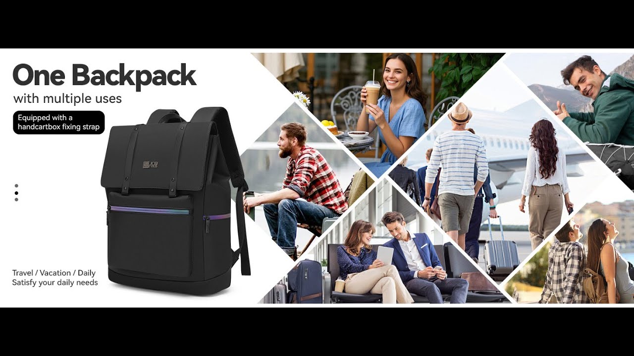 JODEBES Business Laptop Backpack,Water Resistant Laptop Bag 17.3Inch/24L (Black) JD20149