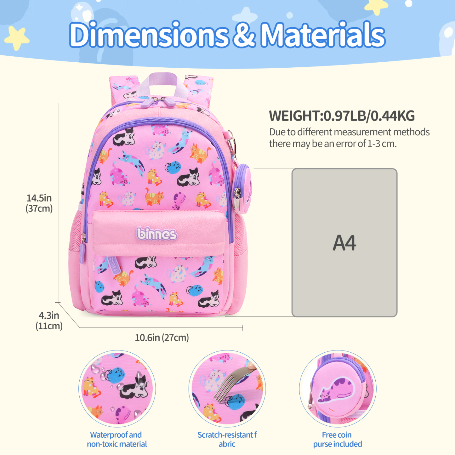 SUNEIGHT Kids backpack,Toddler Backpack for 1-5 Years