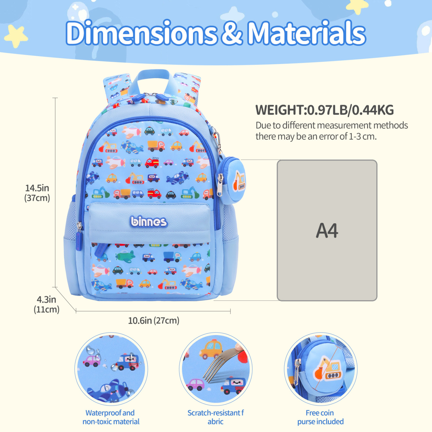 SUNEIGHT Kids backpack,Toddler Backpack for 1-5 Years