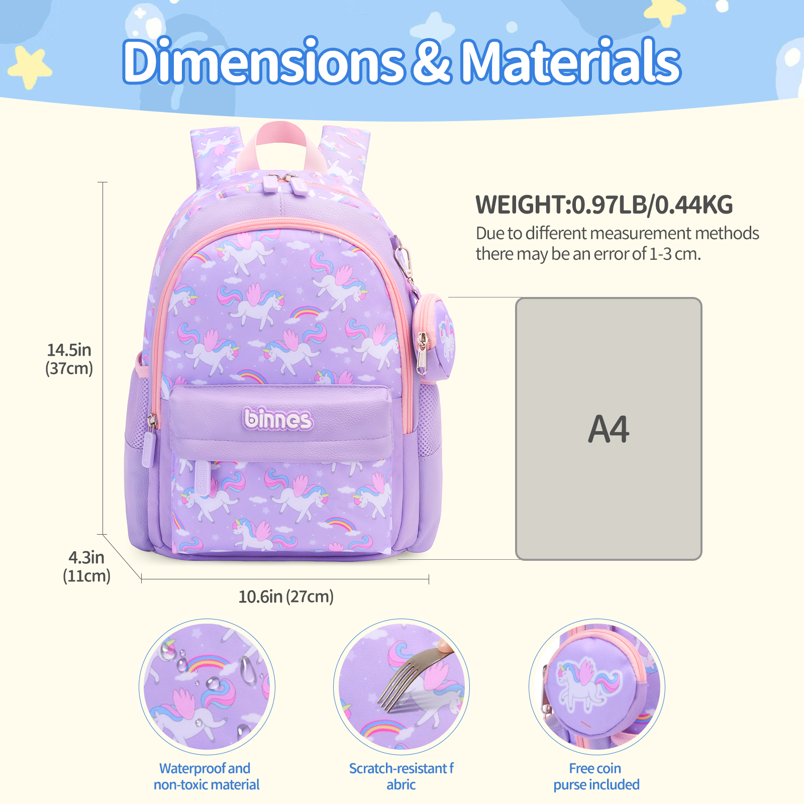 SUNEIGHT Kids backpack,Toddler Backpack for 1-5 Years