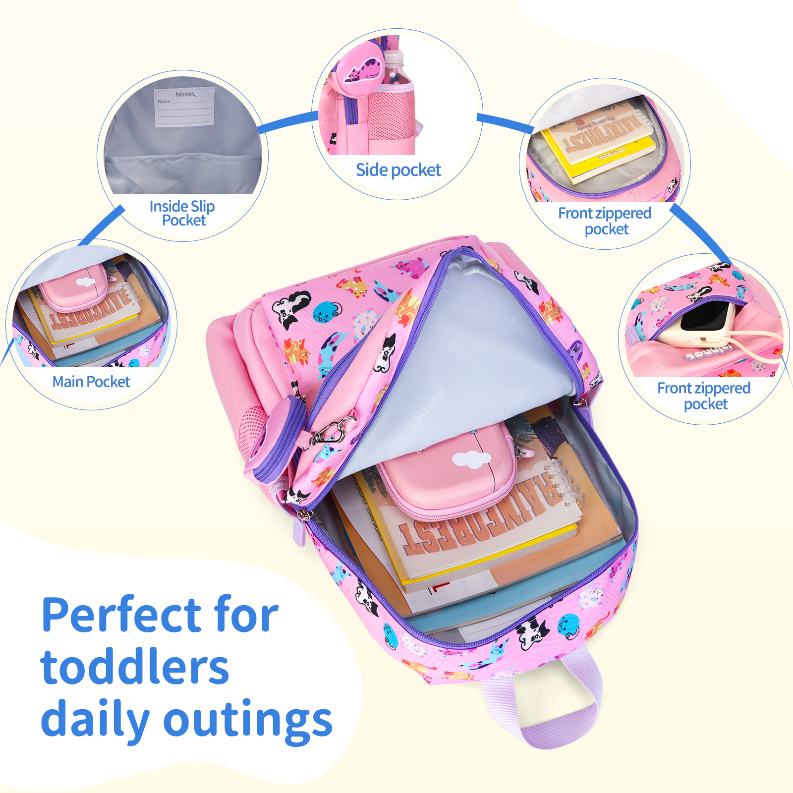 SUNEIGHT Kids backpack,Toddler Backpack for 1-5 Years