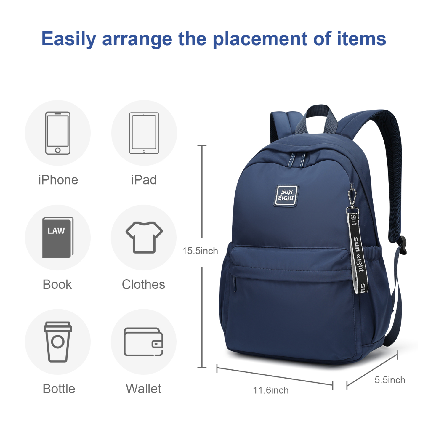 SUN EIGHT🎒 Trendy & Durable Teen Backpack – Lightweight, Waterproof & Perfect for School, Travel & Daily Use! 🚀