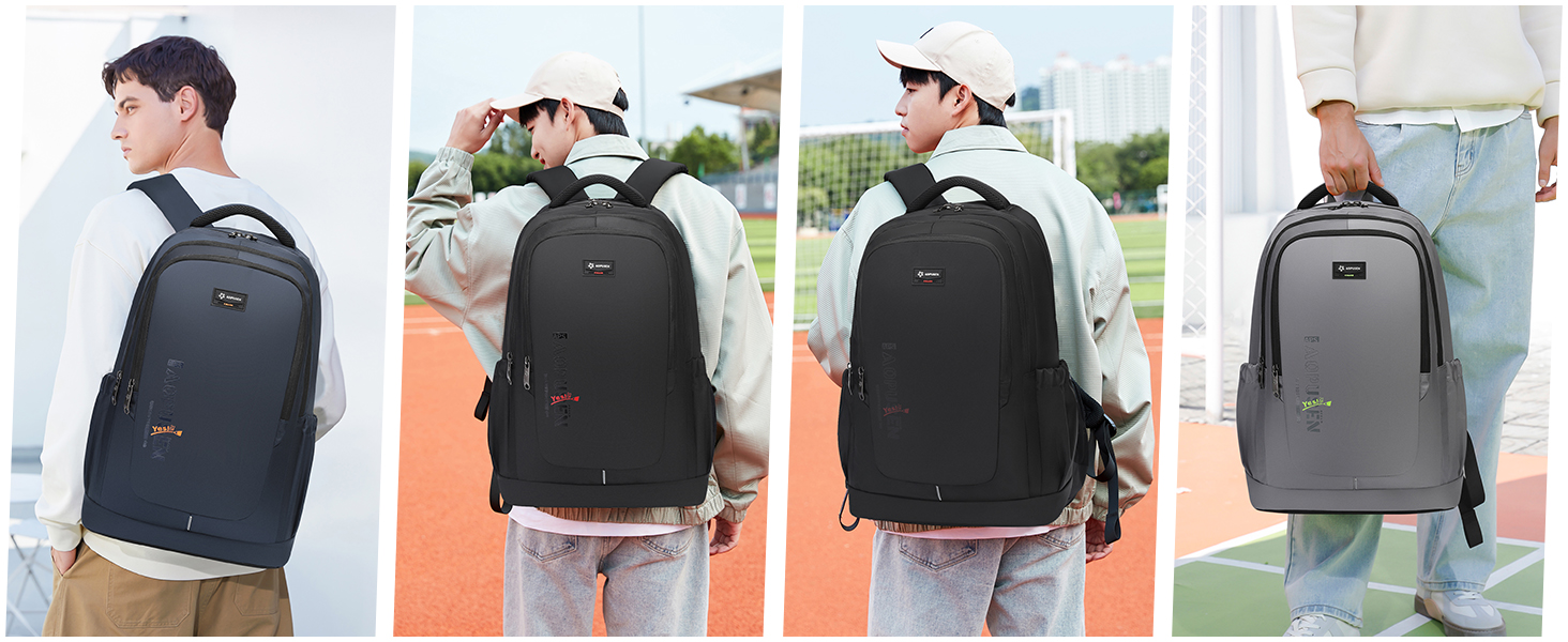 Water Resistant Laptop Backpack for Men, Lightweight Casual Daypack with Multiple Compartments