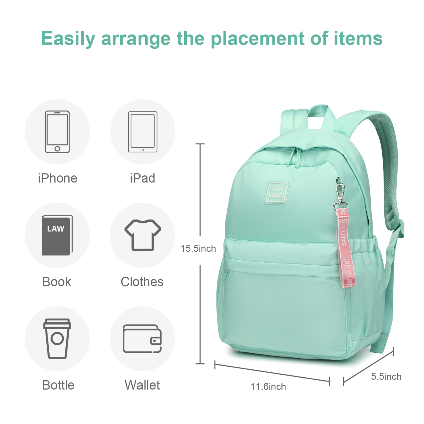 SUN EIGHT🎒 Trendy & Durable Teen Backpack – Lightweight, Waterproof & Perfect for School, Travel & Daily Use! 🚀