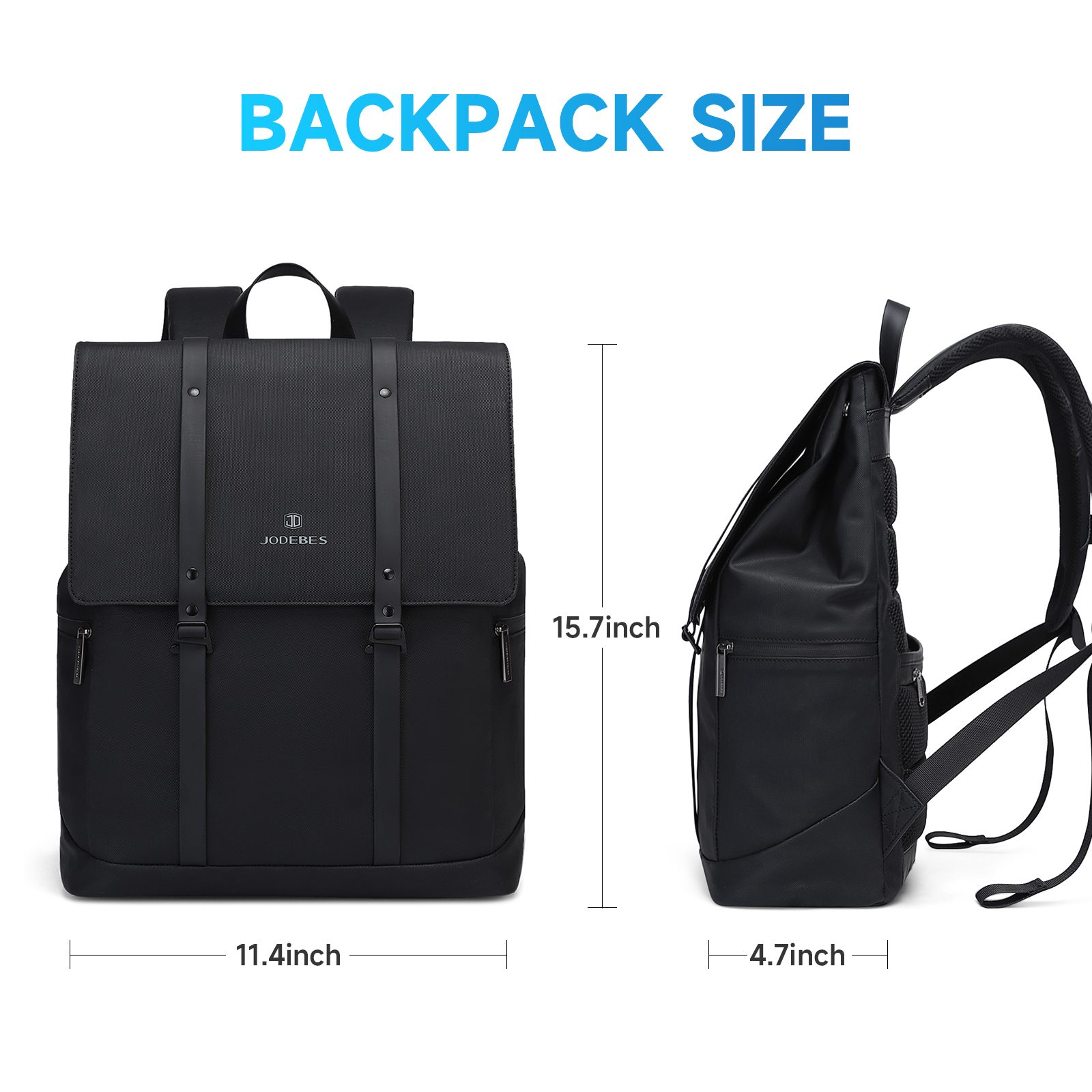 JODEBES Laptop Backpack,Business Anti Theft Slim Sturdy Laptops Backpack,Water Resistant Laptop Bag 15.6Inch 18L(Black)