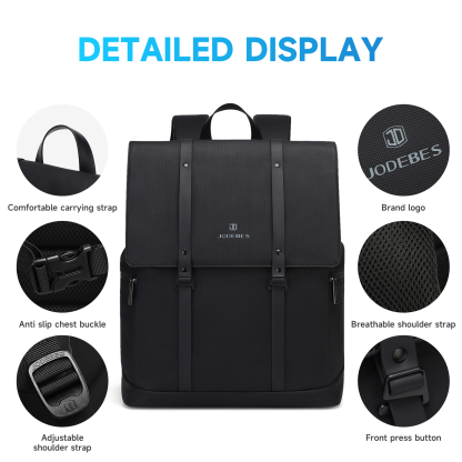 JODEBES Laptop Backpack,Business Anti Theft Slim Sturdy Laptops Backpack,Water Resistant Laptop Bag 15.6Inch 18L(Black)