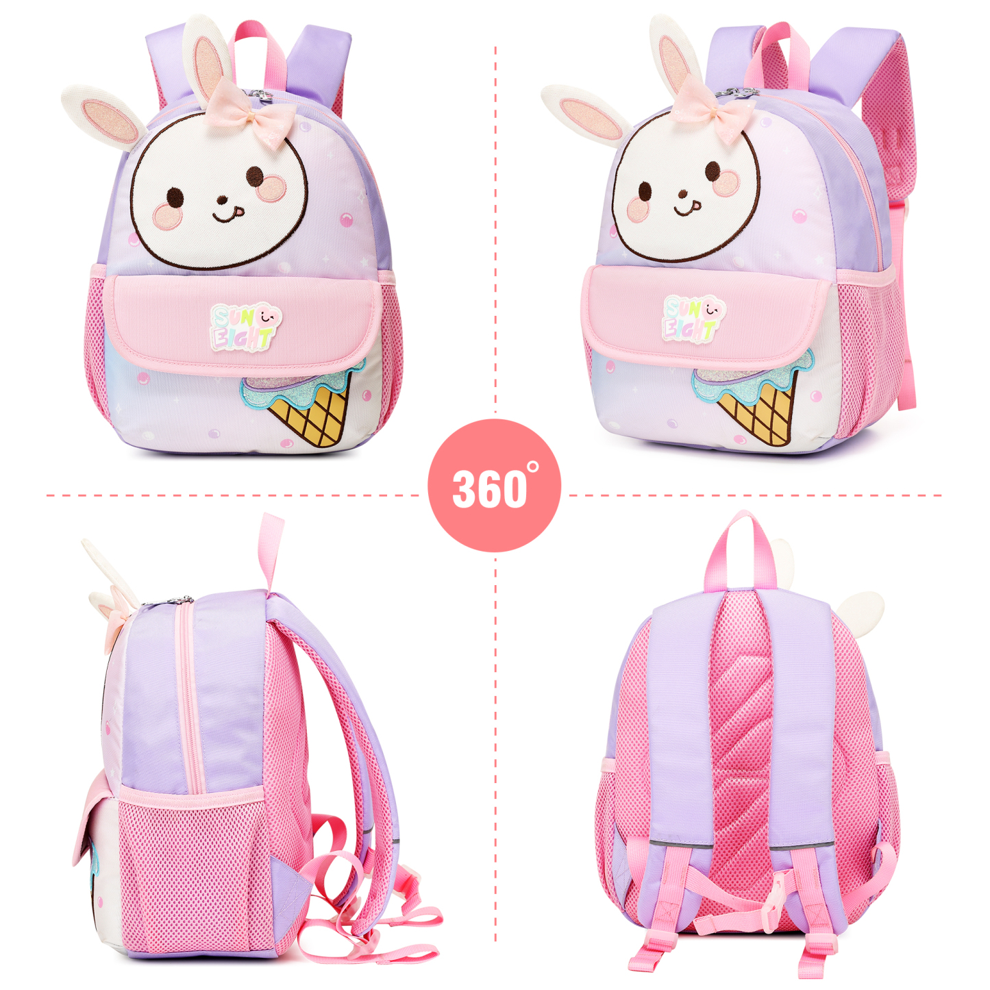 SUNEIGHT🎒 Cute & Durable Kids Backpack – Cartoon Bunny & Dinosaur Design, Lightweight & Perfect for Preschool & Kindergarten!