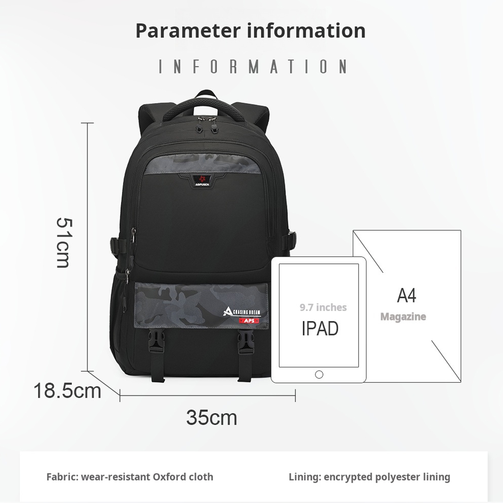AOPUSEN Large Travel Backpack AP-10387