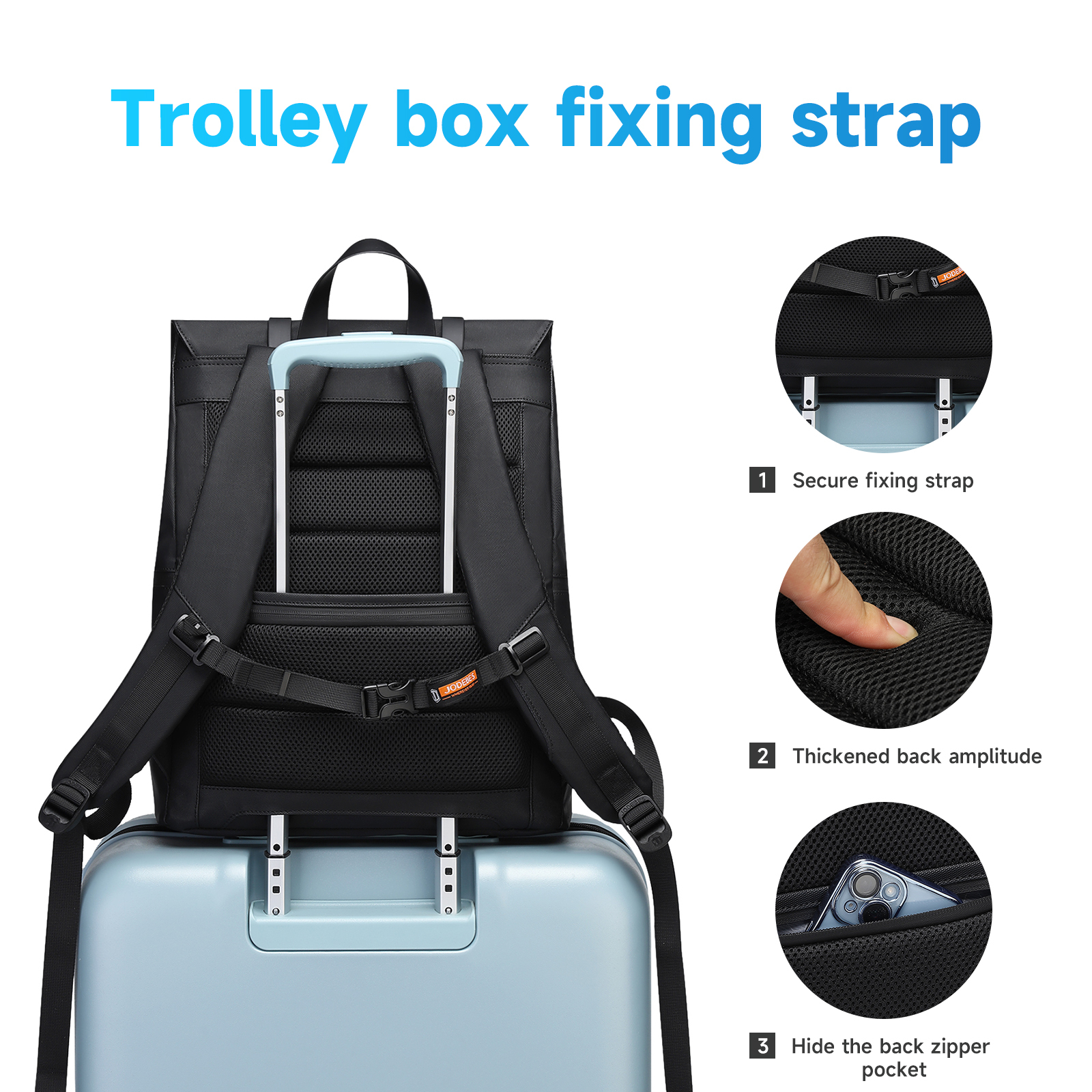 JODEBES Laptop Backpack,Business Anti Theft Slim Sturdy Laptops Backpack,Water Resistant Laptop Bag 15.6Inch 18L(Black)