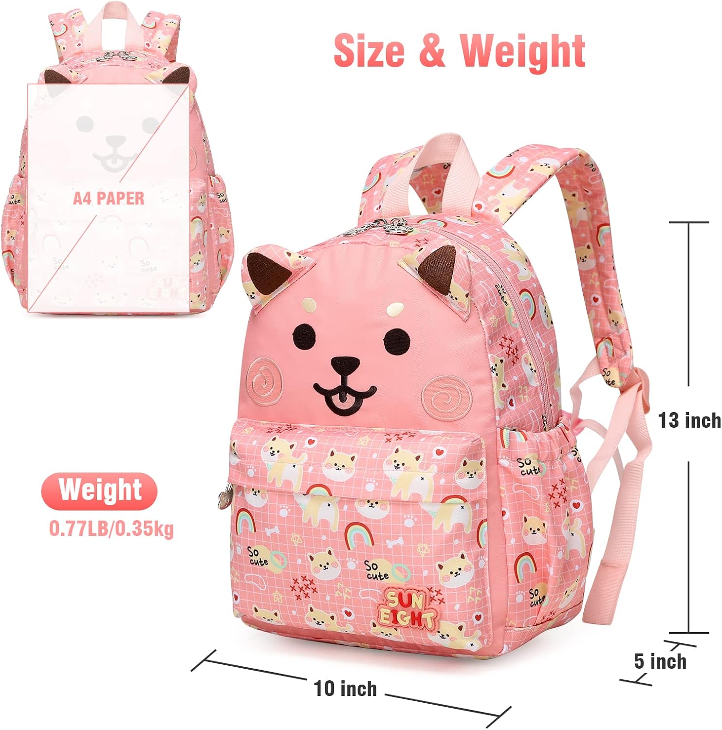 SunEight Toddler Backpack 3D Animal Waterproof Schoolbag Perfect for Ages 2-6 SE-90074-Sun Eight Backpack