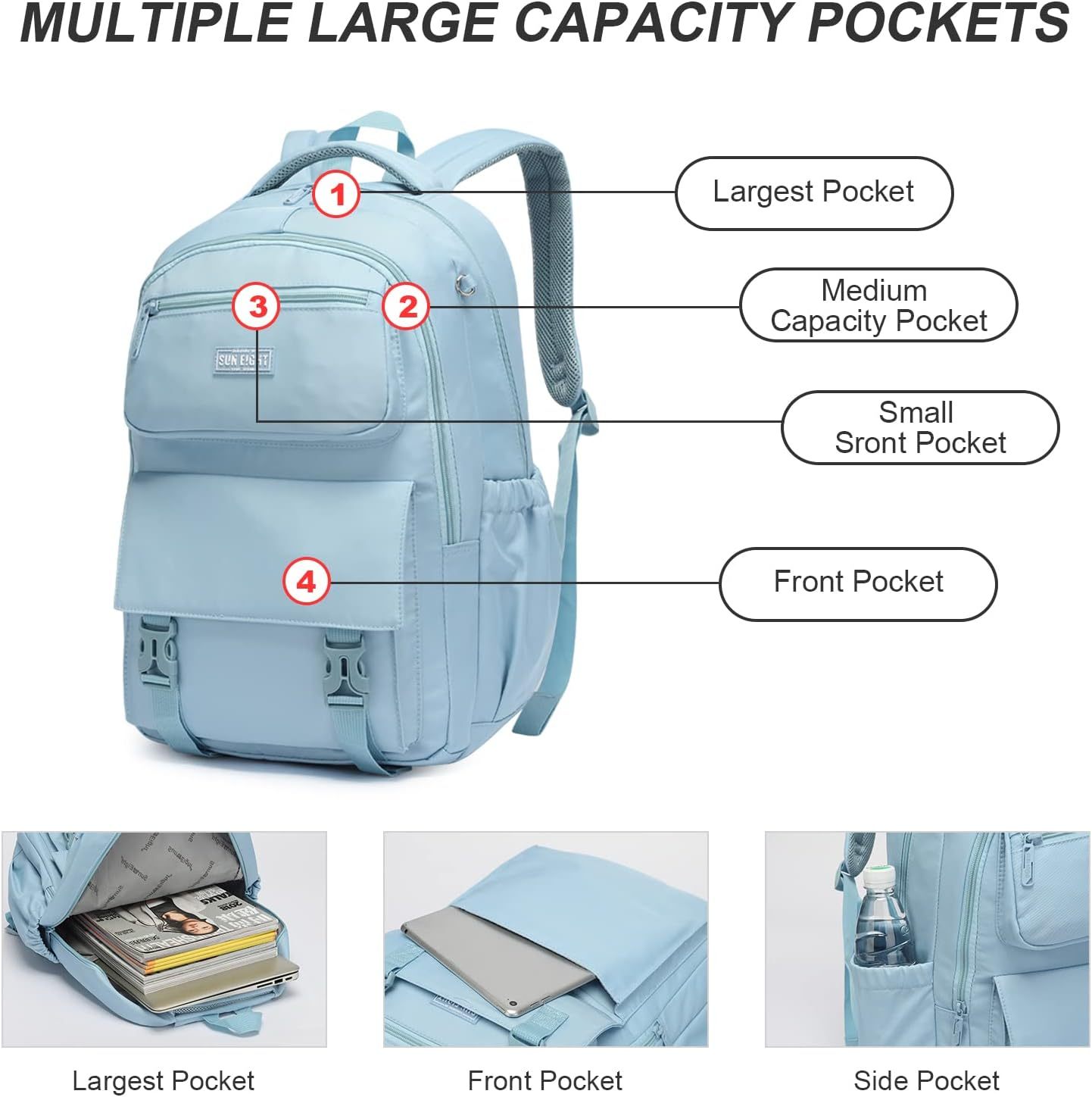 Sun Eight Laptop Backpack  for All Ages Height Above 140cm (15.6") 35L SE-8391-Sun Eight Backpack