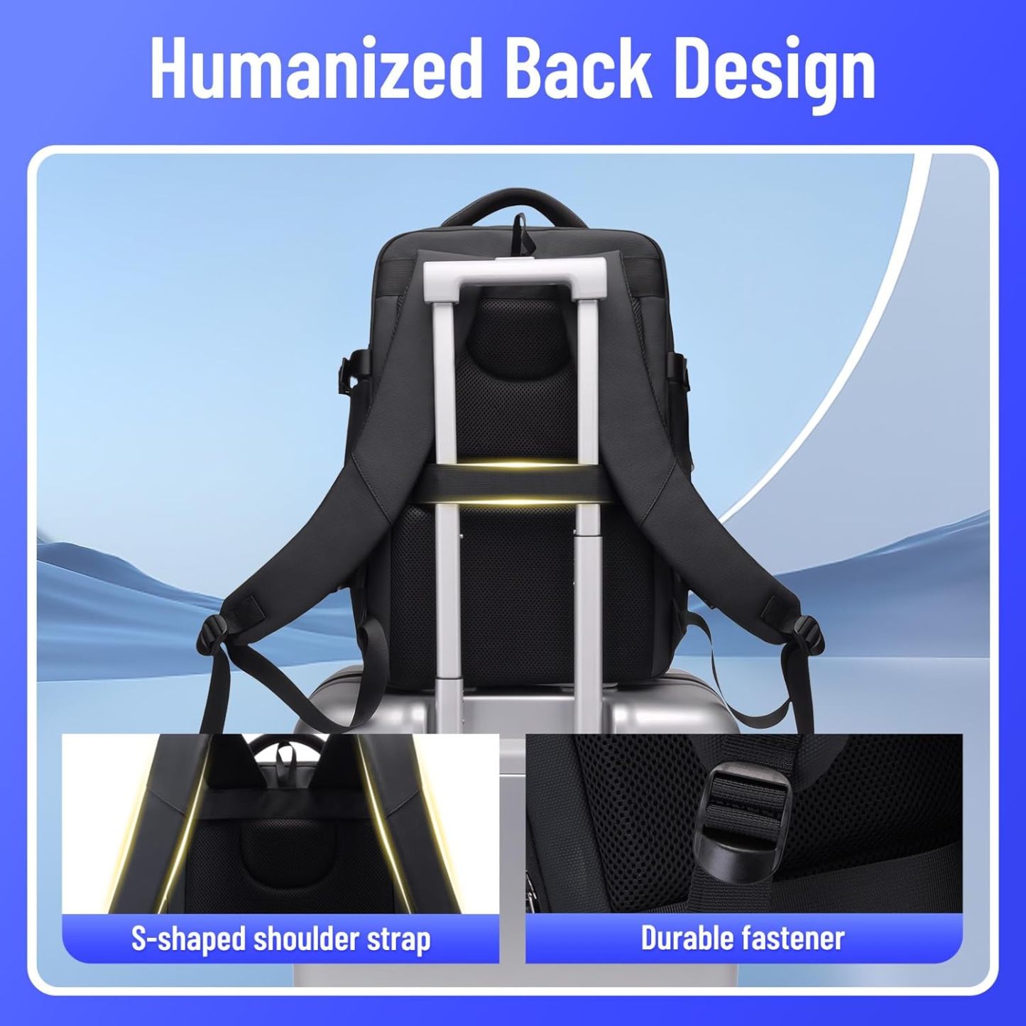 JODEBES 50L Carry on Travel Backpack for Men Women,Airline Approved Convertible Duffle Backpack Luggage Bag,TSA Overnight Bags,fits 17" Laptop