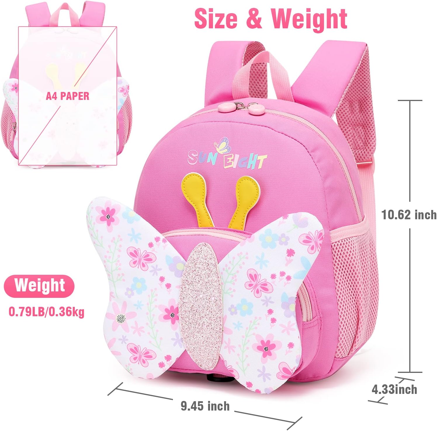 SUN EIGHT Ergonomic Healthy Kindergarten Bag Perfect for Ages 2-6 SE-22065-BF